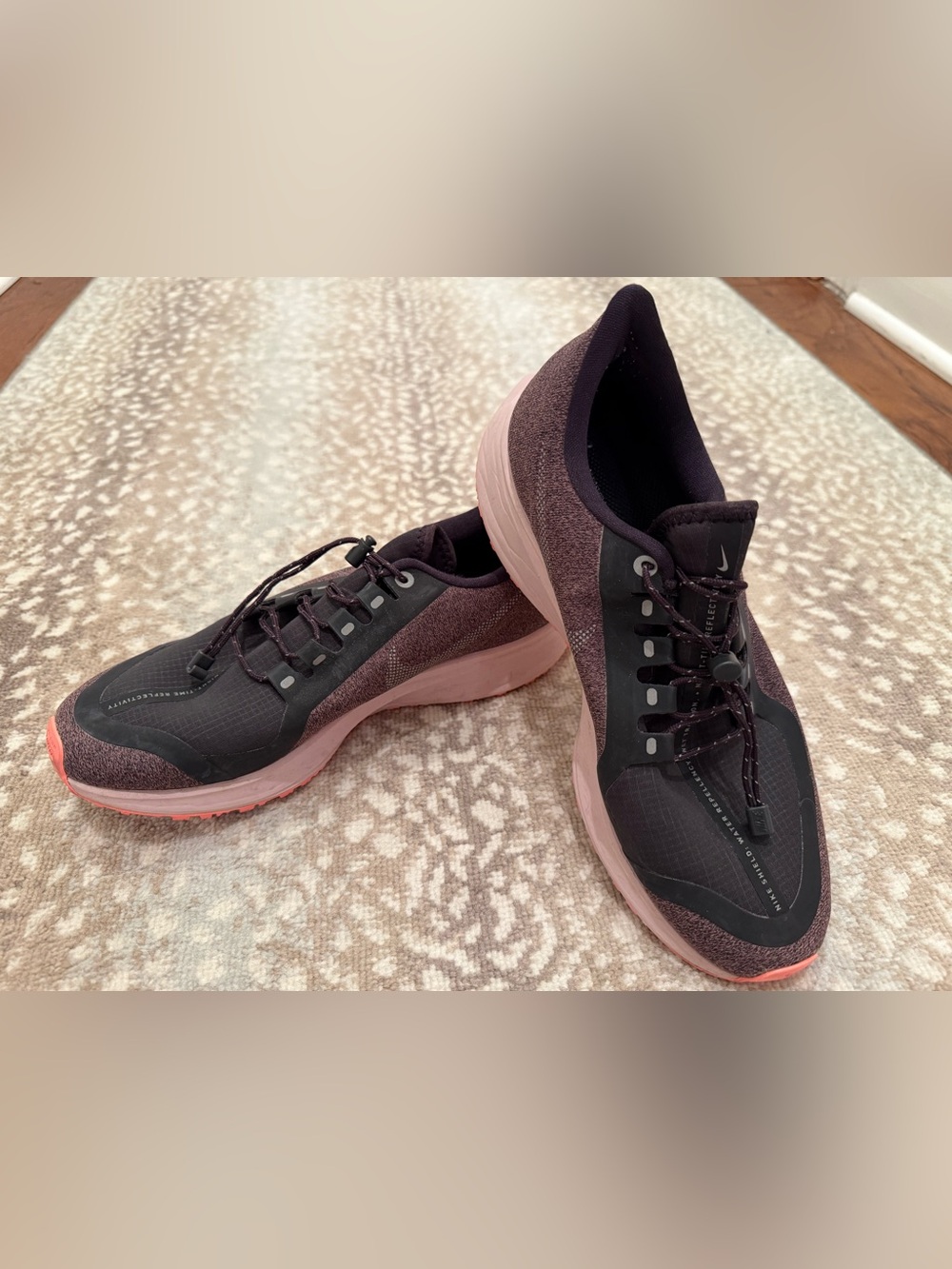 Women’s Nike Pegasus 35 Run Lace-Up Sneakers in Black, Dusty Rose, and Coral